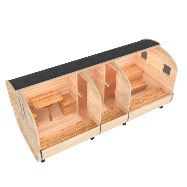 Fasssauna / Gartensauna / Banja / Quadro 5,0 m mit Vorraum